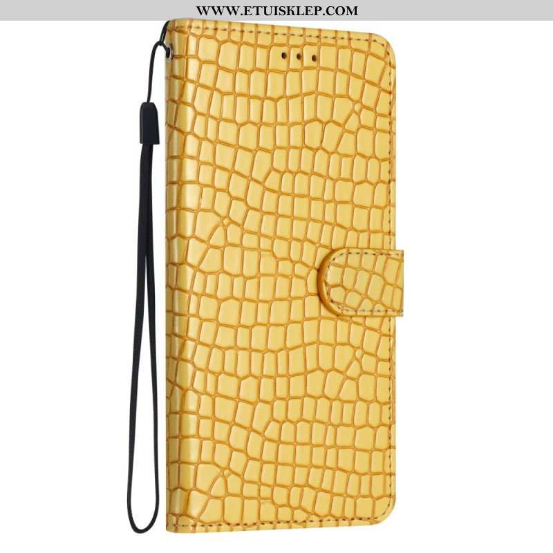 Etui Folio do iPhone 15 Plus Styl Krokodyla Z Paskiem